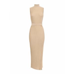 [ELISABETTA FRANCHI] 라프리마 여성 맥시 미디 원피스 인 리브 비스코스 앤 루렉스 AM23T46E2530 베이지 /8