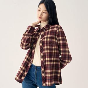 [지센] (2컬러) 자수디테일 체크 블라우스 LCWSNA21