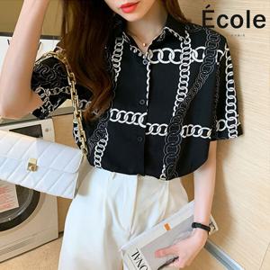 [에꼴드파리]벨르 체인 반팔셔츠_F25WBB009Z