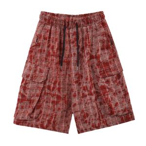 [리빌모아]여름 남자 체크 포켓 반바지 쇼츠 DS-PTH-Q194-빨강