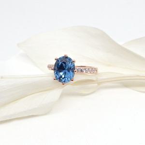 오팔하우스 14k 오벌컷 런던블루토파즈 큐빅 반지 OPDSR1722