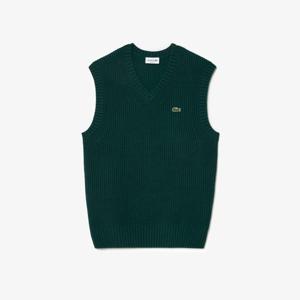 라코스테 공식 남성 립 조직 V넥 베스트 AH3143-54N YZP
