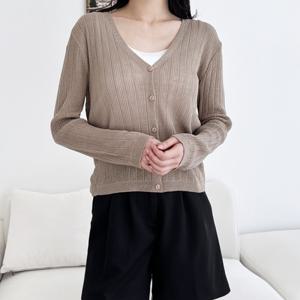 [리빌모아]여자 린넨 골지 브이넥 버튼 가디건 DJW-CA-S2LSPPT10