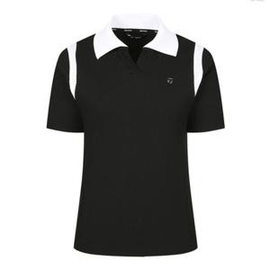 [테일러메이드] 25SS 여성 니트 배색 V넥 카라 반팔 티셔츠 TWTPO6146-199