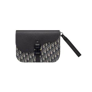 디올 새들 A5 파우치 디올 오블리크 자카드 블랙 그레인드 카프스킨 베이지 블랙 2ADCA442YKS-H27E