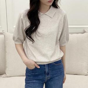 [다잇템]여자 레귤러 카라넥 5부소매 비스코스 니트
