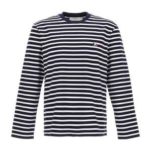 메종키츠네 스트라이프 긴팔티 네이비 FU00115KJ0044 S480