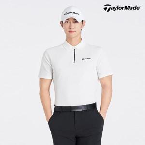 테일러메이드 25SS 남성 배색 포인트 카라 반팔 니트 (TMSYO2121-100)