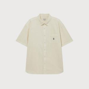커버낫반팔티 JQS CO2502SS31-IV C 로고 피그먼트 옥스포드 하프 셔츠 Ivory