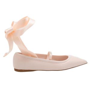 25 FW 페라가모 카프 핑크 앵클 리본 발레 플랫 782675