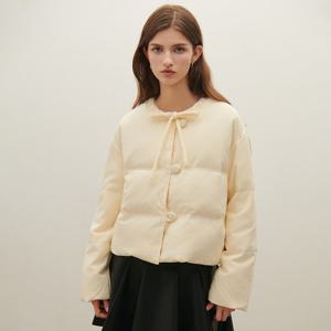 [SATIN] 리본 타이 덕다운 패딩 점퍼 O254T862