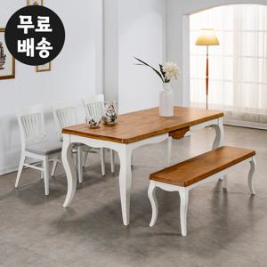 데니 고무나무 원목 6인용 식탁세트 벤치형 1800
