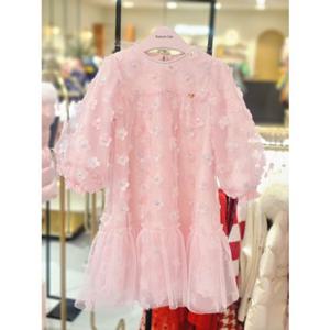 [프렌치캣 9D] 핑크 꽃 샤 원피스 (Q46DAO110S)