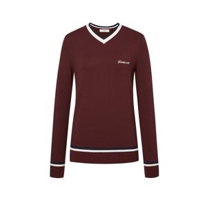 헤지스 골프 여성 24FW 와인 여성 R/P소재 브이넥 긴팔 풀오버 니트 HWSW4C611D3