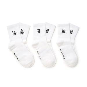 MLB  (3ASODA15N-00WHS) 스몰로고 중목양말 3족세트