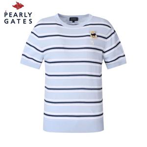 [파리게이츠] 여성 바니 브로치 스트라이프 반팔 니트