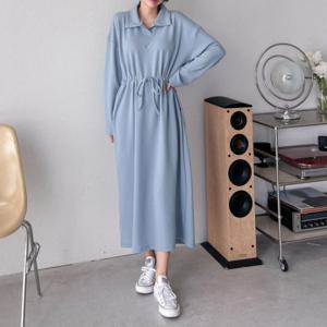 [리빌모아]여자 루즈핏 카라 데일리 롱 원피스 DMESW-OPA-STS143