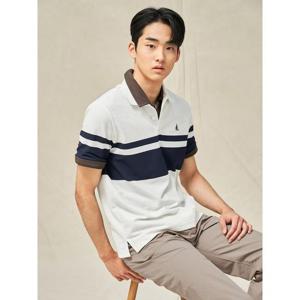 [빈폴멘] 컬러블럭 칼라넥 반소매 티셔츠  라이트 그레이 (BC5342C132)