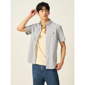 [빈폴멘] 강연 시어서커 변형 핀 스트라이프 반소매 셔츠  그레이 (BC5465C433)