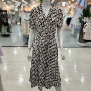 [숲]여름엔 시원하게 프린트 벨티드 반팔 원피스 OB6OPR1
