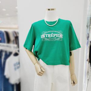 [비지트인뉴욕]크롭 반팔라운드 티셔츠 VA4ST71_US