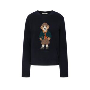 헤지스 여성 25FW HAZZYS HARRY 해리 자수 울100 풀오버 다크네이비 HSSW5D906N3