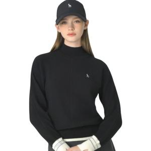 [헤지스골프] 블랙 여성 더블 모크넥 캐시미어 니트HWSW5D711BK