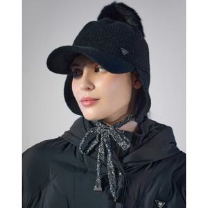 닥스 골프 여성 25FW PREMIUM 블랙 메탈사 FUR 방울 니트캡 DNHE5F754BK