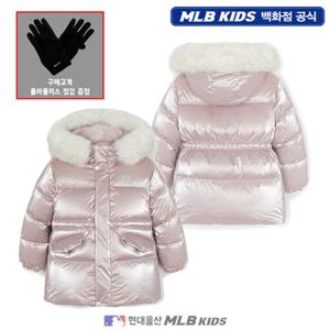 [MLB키즈US] (7FDJB2156-50PKL) [플리스장갑증정] 프리즘 걸스 글로시 미드 덕다운 아동패딩 키즈패딩
