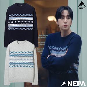 네파[택가 179.000원](7L75904) 남성 가을겨울 캐주얼 노르딕 패턴 니트 스웨터 티셔츠