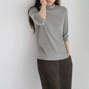 엄마옷 마담4060 보들벨벳반폴라티셔츠 모던베이직 데일리 중년여성 -ZTE2510029-