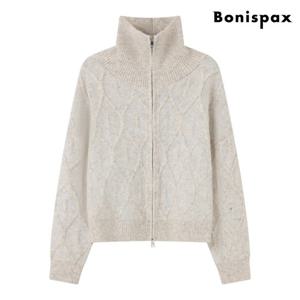 [보니스팍스]스팽글 투웨이 집업 하이넥 니트 가디건 (XP4CK004L0)