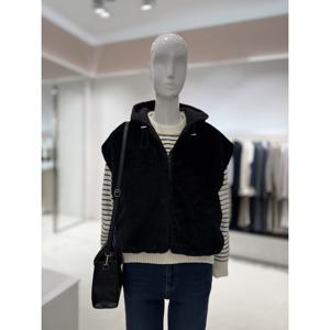 [숲]후드 인조퍼 숏베스트  SBADB822