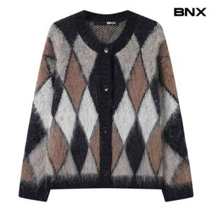 [BNX] 아가일 다이아 라운드 니트 가디건 (BX4CD013L0)