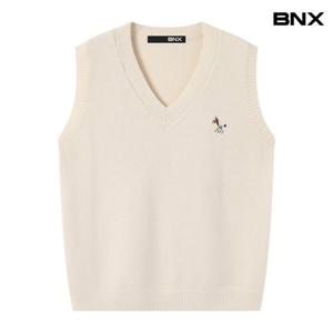 [BNX] 도그 자수 포인트 니트 베스트 (BX4VT002L0)