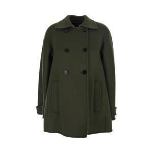GUCCI Green Coat with Pointed Collar and Front Welt Pockets in Wool Woman 834717Z7ASL3035