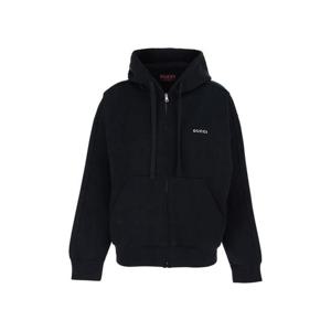 GUCCI Black Sweatshirt with Dropped Shoulders and Logo Lettering on the Front in Cotton Woman 837975XJHGP1043