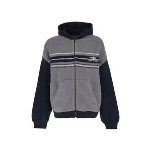 BALENCIAGA Grey Sweatshirt with Fixed Hood and Logo Lettering on the Front in Mixed Fabric Man 850024T34156484