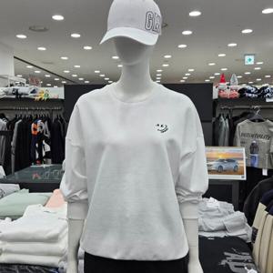 [써드케이](남녀공용)스마일 자수 티셔츠MP6TU139-화이트