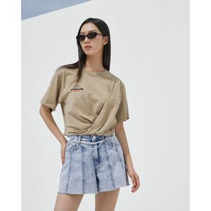 [에고이스트]꼬임 크롭 반소매 루즈핏 티셔츠 (EQ2CH565)