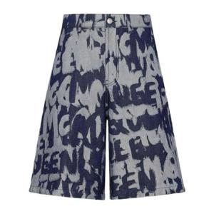 25 FW Alexander McQueen 그래피티 프린트 데님 쇼츠 794097QYAA2 TP432136284
