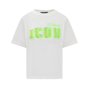 디스퀘어드2 반팔 티셔츠 S80GC0066S24668 968 WHITE GREEN FLUO