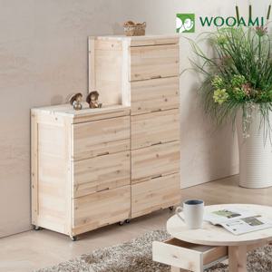 만젤라 삼나무원목 이동식 서랍장세트(바퀴 탈부착가능)