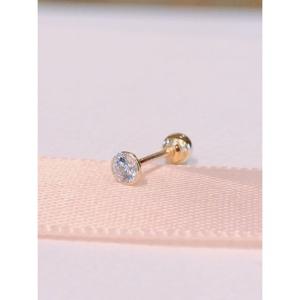 미니골드 14K  우물큐빅 피어싱 2.5mm ENOM4037