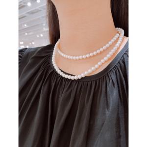 미니골드 14K 천연 담수진주 투라인 비드 목걸이 [6mm] NJCM4031