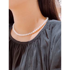 미니골드 14K 천연 담수진주 비드 목걸이 [6mm] NJCM4029