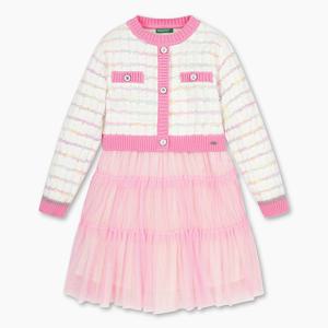 [베네통키즈] 트위드 니트 샤 원피스_QAOP04511PK