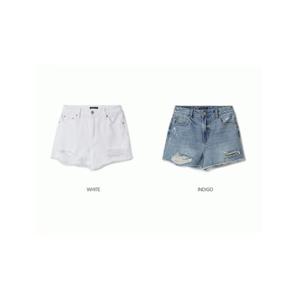 [후아유] 여성 디스트로이드 데님 반바지 / Destroyed Short Denim Shorts WHTJF2637F