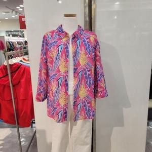 크로커다일레이디 H 면 아사 프린트 블라우스 CLEMBL121