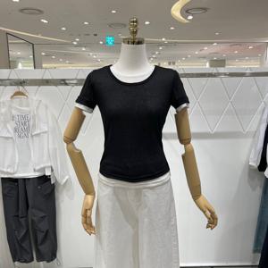 [밸리걸] 배색 레이어드 슬림 티셔츠 601620